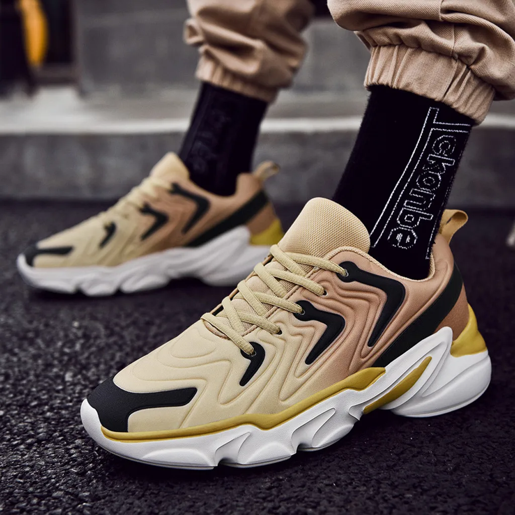 Mesh Men Running Shoes Men Low Top Sneakers Light Sport Shoes Men Non-Slip Trainers Outdoor Running Shoes Walking Shoes