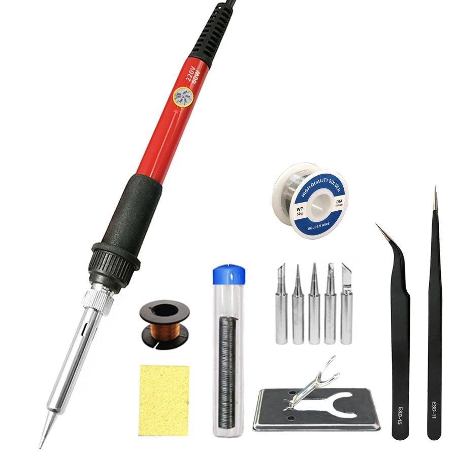 60W Electric Soldering Irons Kit Temperature Adjustable soldering iron stand cleaner Iron Tips Welding Gun Repair Tools