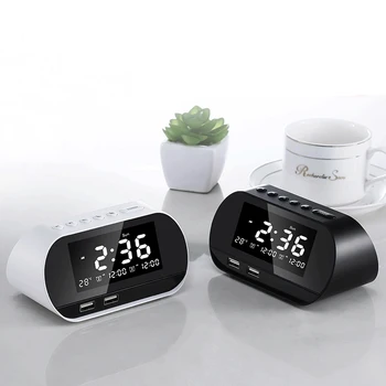 

T2 dual USB charging Alarm Clock Speaker with erpetual calendar backlight LED Digital Alarm Clock Home Decra Snooze Table Clock