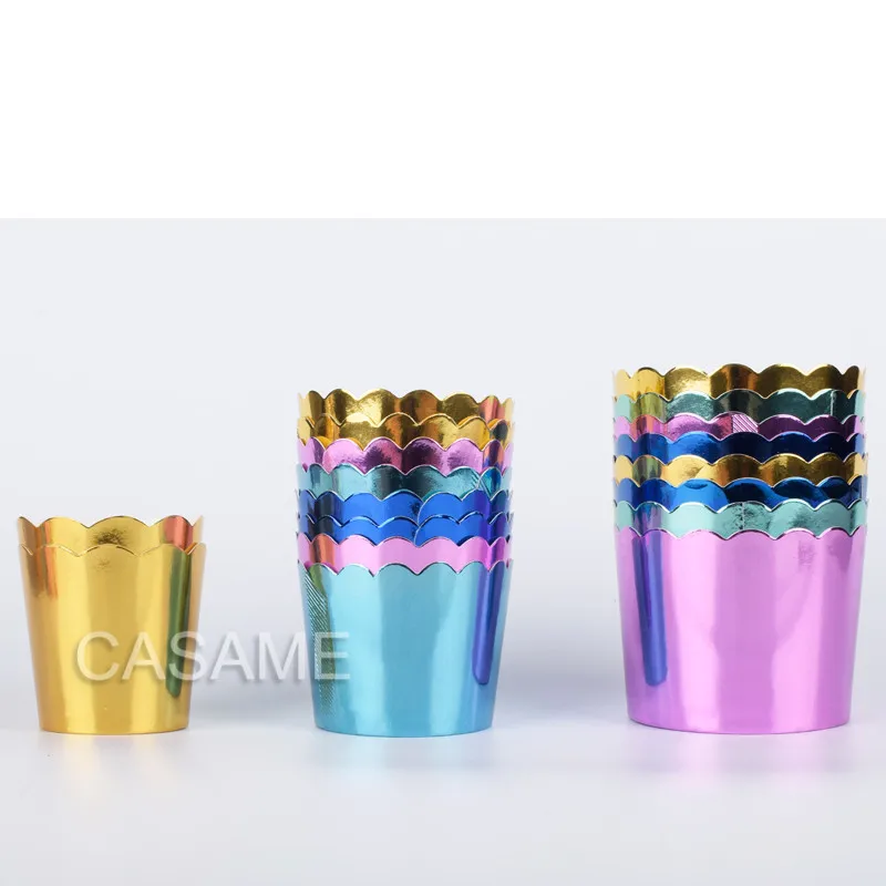 

50pcs Gorgeous big foil Cupcake paper Holders wedding decorations Wrapper Wraps cake box Muffin Paper Holders case