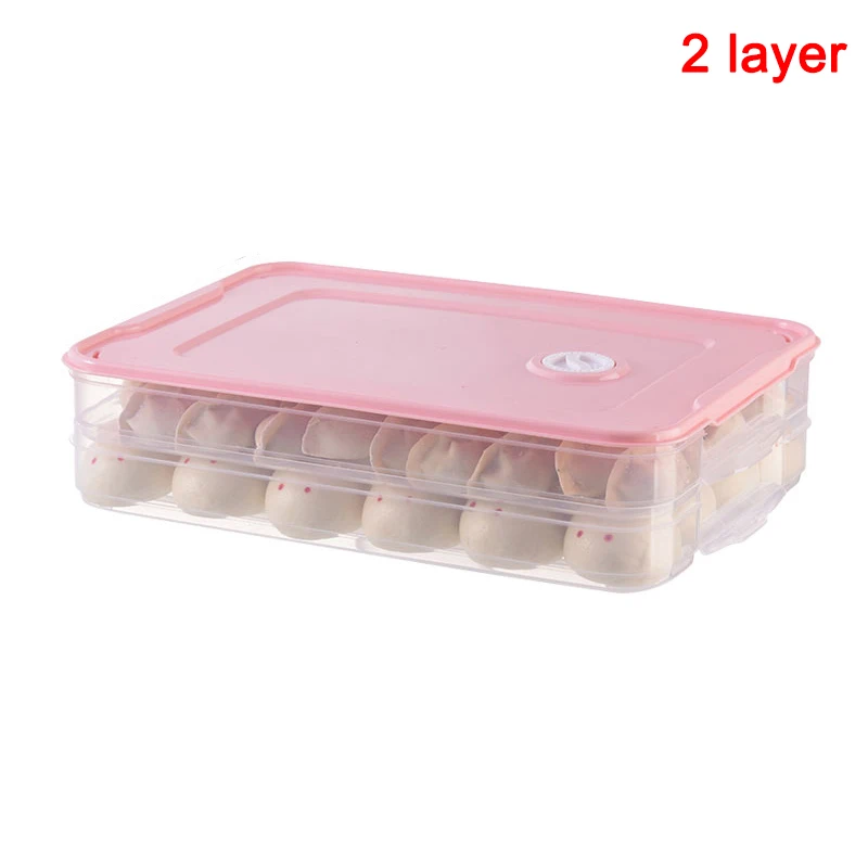 Контейнер для хранения пищевых продуктов, контейнер для хранения пельменей с крышкой, дропшиппинг FAS - Цвет: pink-2 layers