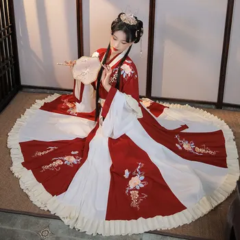 

Chinese Ming Hanfu Dress Traditional Ancient Costume Folk Dance Performance Dynasty Classical Clothes 6 Meter Pendulum DL4987