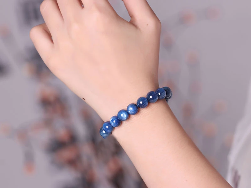 AAA Grade Blue Kyanite Natural Single circle kyanite cat's eye effect Bracelet