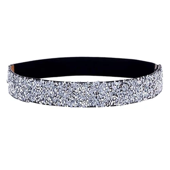 

Ms. Elastic Waistband Shiny Rhinestones Dress Wild Decorative Elastic Band
