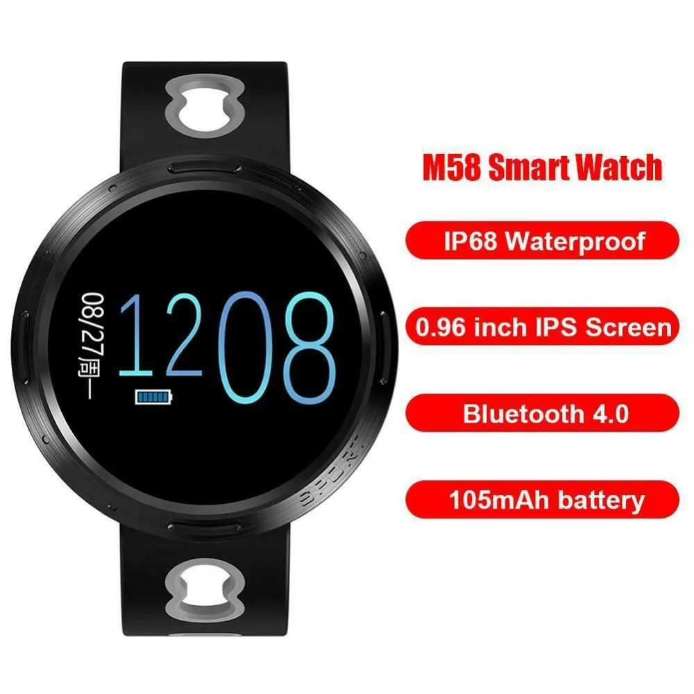 Фитнес-трекер Смарт-часы для мужчин, кровяное давление, пульсометр, трекер для плавания, спортивные умные часы, многоязычные часы для Android ios