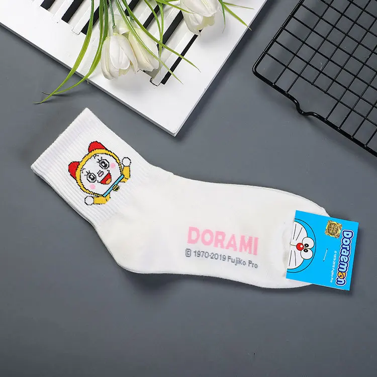 Dorami Doraemon носки с символикой аниме Nobita Nobi Minamoto Shizuka Konta Takeshi милые забавные женские весенние удобные белые хлопковые корейский носок - Цвет: 6