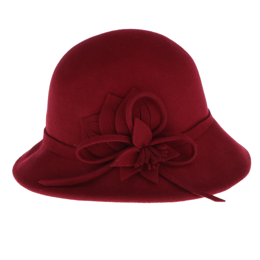 Женская однотонная зимняя теплая шапка, шерсть, Клош, ведро, котелок, Slouch Hat, женская классическая ретро джазовая теплая Женская фетровая шляпа