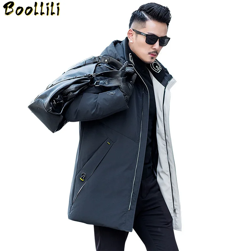 

Новинка, куртка Boollili на белом утином пуху 2023, зимнее пальто, мужское корейское стандартное пальто, мужское пуховое пальто с капюшоном, теплая парка, пальто