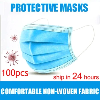 

50Pcs/100pcs Mask Disposable Nonwove 3 Layer Ply Filter Mask mouth Face mask filter safe Breathable dustproof Protective masks