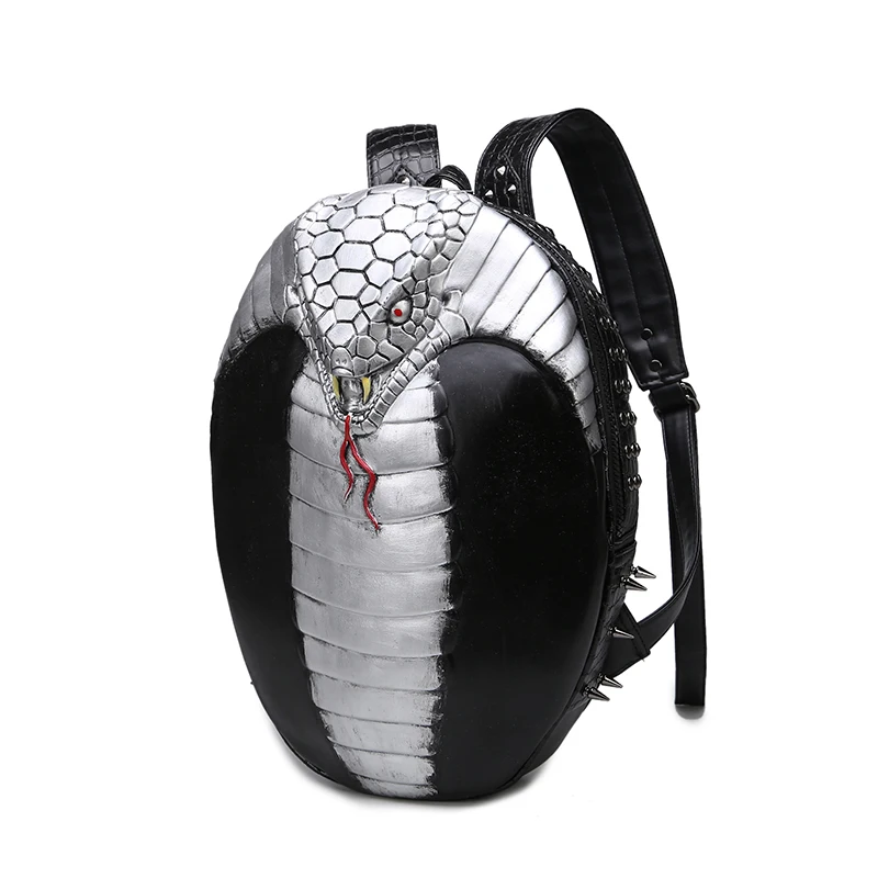 

3D Embossed Snake Cobra Backpack bags for Men rivet unique Women Bag whimsical Cool Schoolbag For Teenagers Laptop Travel Bags