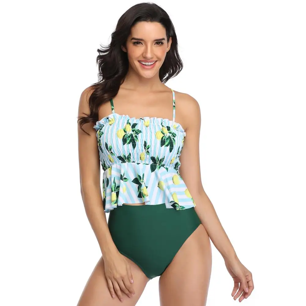 Green Women NASHAKAITE, семейный купальный костюм для мамы и дочки, купальник с цветочным принтом, комплект бикини для мамы и ребенка, пляжный праздничный купальный костюм - Цвет: Green Women