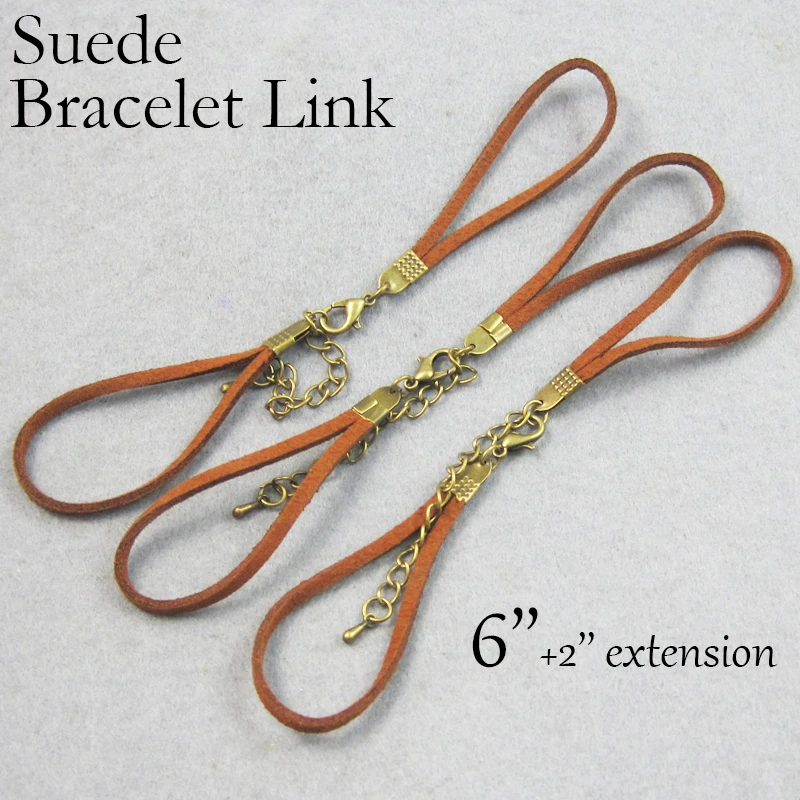 100-" замшевое звено для браслета, звено для браслета, Черное и коричневое звено для браслета, ручной работы, шнур для браслета