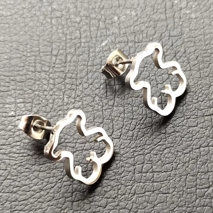 Earring-Pendant-Set Animal Stainless-Steel Bear Love Memorial Hot-Style 10--12mm