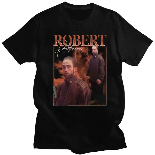 Robert Pattinson 90s Vintage Unisex Black Tshirt Men T Shirt Oversized Graphic T Shirts 100% Cotton T-shirt Man Woman Tees Tops Black 1642