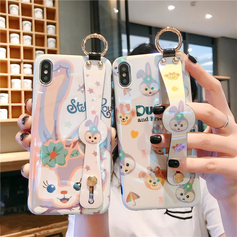 Для iphone XR XS max X милый медведь Даффи ремешок на запястье мягкий чехол для телефона