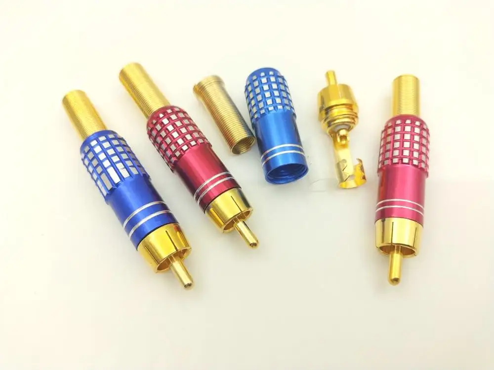 100 pcs high quality Gold RCA Male Plug Solder Audio Video Adapter Connectors New
