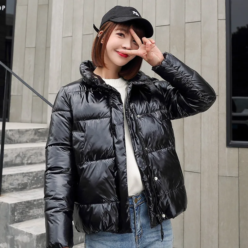 Женская парка, модное корейское Свободное пальто с длинным рукавом, зимняя куртка, теплая плотная стеганая хлопковая одежда, однотонная одежда L644