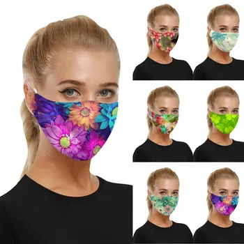 

Women ART Printing Reusable Protective PM2.5 Filter mouth Mask anti dust Face mask bacteria proof Flu Mask drop shipping