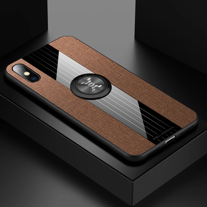 

Magnetic Car Holder Case For iPhone X XR XS Max 6 6S Plus Soft Frame Cloth Finger Ring Shockproof Cover For iPhone 7 8 Plus X