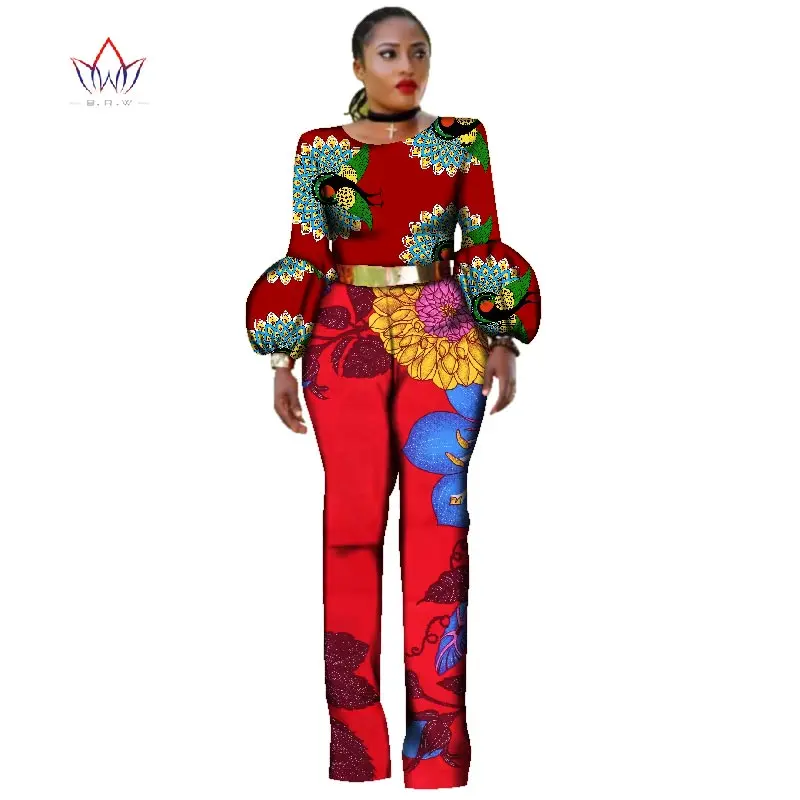 13 Африканская одежда для женщин боди комбинезоны богатый Африканский Базен печати брюки Дашики с пышными рукавами плюс размер BRW WY2323 - Цвет: 13
