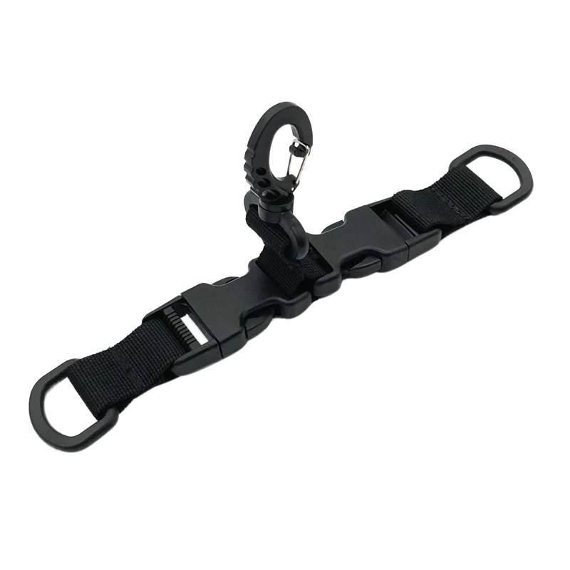 

Climbing Hiking Accessories D-type Pocket Rotational Quickdraws with Nylon Belt Multifunction Tactical Buckle Plastic Carabiner