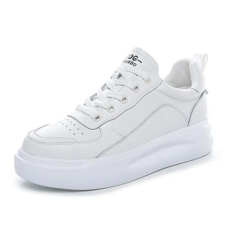 

Hot 2020 New Lace-up Spring Shoes Women Shoes White Genuine Leather Shoes Women Sneakers Thick Bottom Comfort Casual Shoes Tide