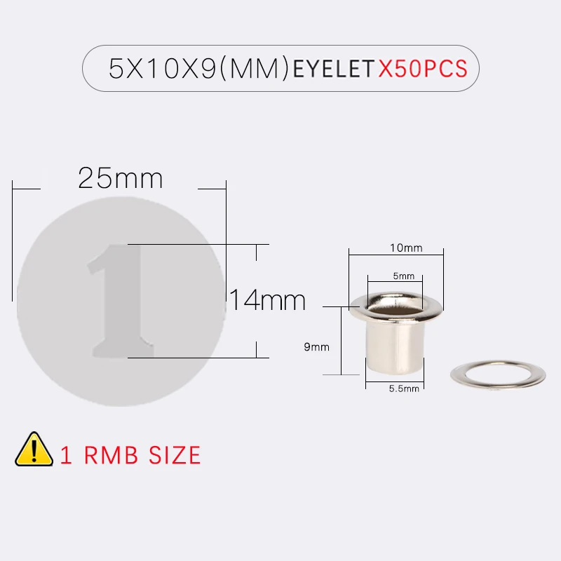 5x10x9mm Silver Tone High Quality Hardware Fasteners Shoes Eyelets