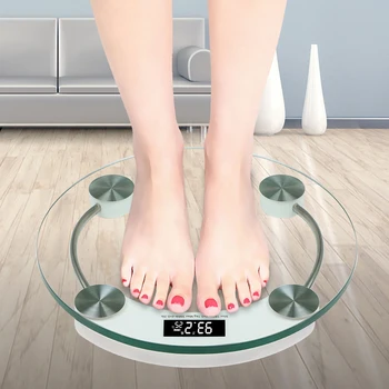 

Weight Scale Body Fat Scale Portable Electronic Round Shape Transparent Healthy LED Digital Display 180KG