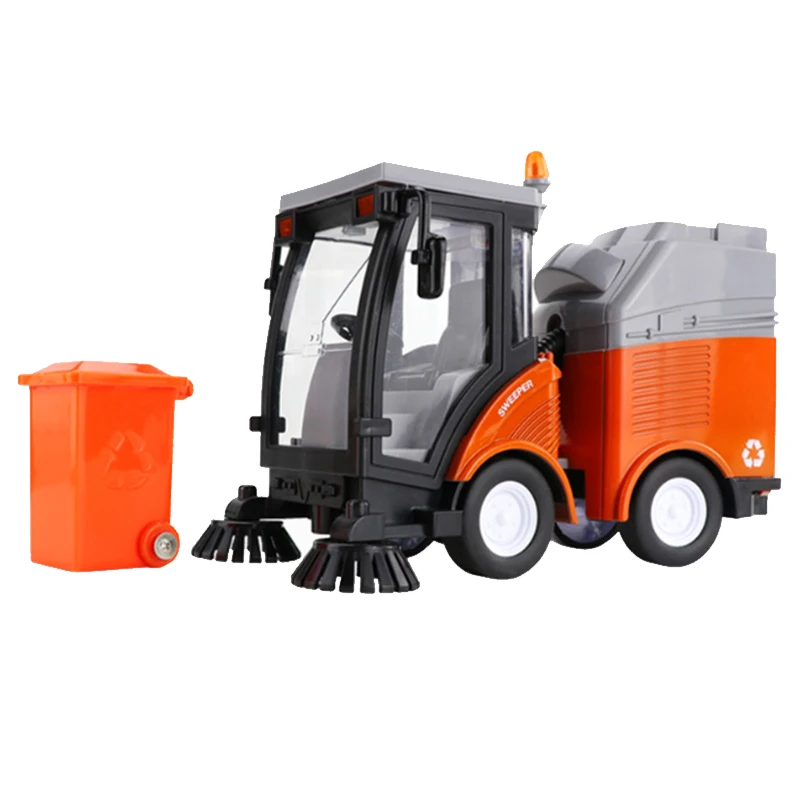 

AMS-Street Sweeper Truck with Light & Sound Effects - Friction Powered Wheels, Removable Garbage Can & Rotating Brushes - Heavy