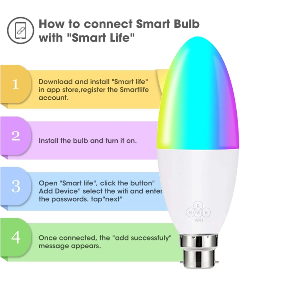 Умная свеча Wi-Fi лампа E14/E26/E27/B22 RGB лампа умная жизнь Голосовое управление 6 Вт светодиодные лампы, совместимые с Alexa/Google Home/IFTTT