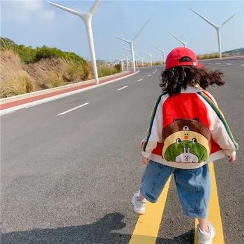 

Spring 2020 new coat boys' and girls' Korean cartoon embroidery coat children's contrast casual jacket