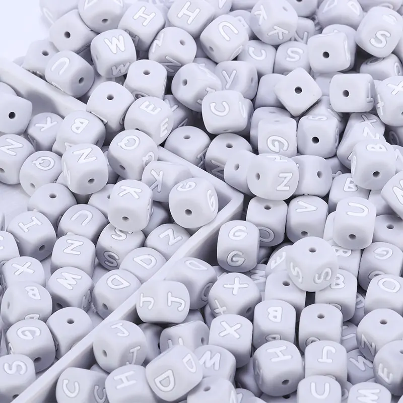 New 100pc Alphabet Silicone Chewing Beads For Teething Necklace Food Grade BPA Free Letter DIY Baby Name Baby Teether