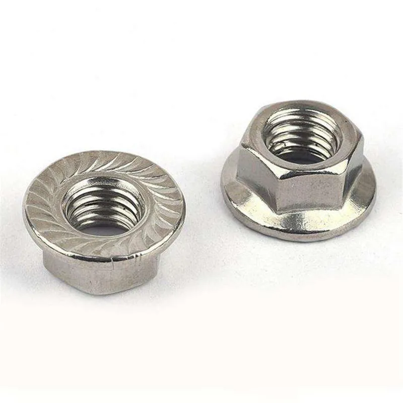 

M4/5/6/8/10/12 DIN6331/DIN6923 Hexagon Nut With Flange 201 Stainless Steel Pinking Slip Locking Lock Flange Nut