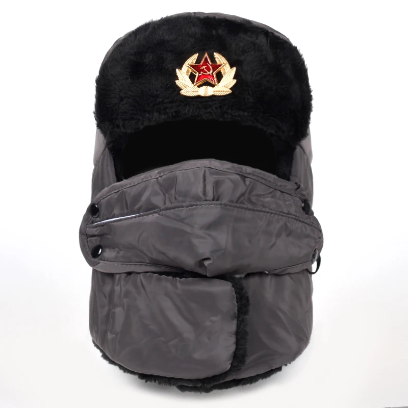 Летчик ловушка бомбер шляпа Советской Армии военный значок шапка авиатора зимние хлопковые шапки