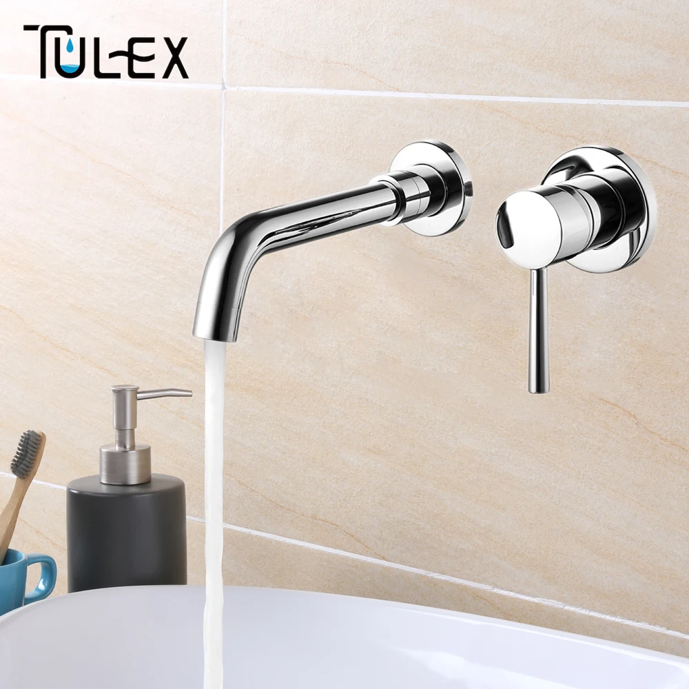 

TULEX Bathroom Faucet Basin Mixer Hot & Cold Water Mixer Wall Monuted Brass Faucet Chrome Concealed Mixer Bathroom Accessories