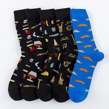 

Men's Standard Sock Creative Men's Red Wine Socks Colorful Unisex Long Funny Cotton Sox Adult Spring Autumn Trendy Calcetines