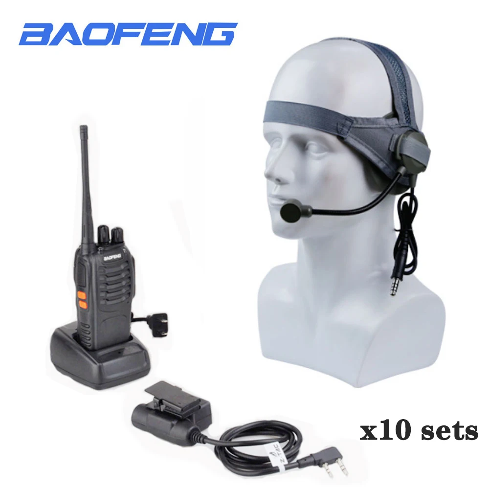 10 шт. 5 Вт Pofung 888s UHF 400-470 МГц двухстороннее радио Baofeng 888s портативная рация с U94 PTT и Z тактической CS полевой гарнитурой