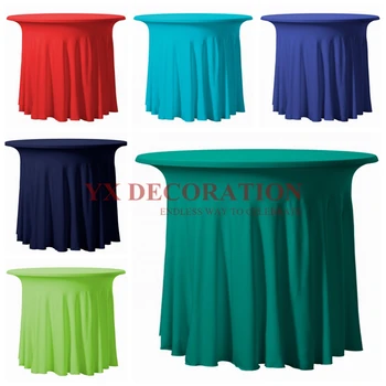 

New Design Ruffled Spandex Table Cover Round Tablecloth For Wedding Event Party Decoration Table Cloth