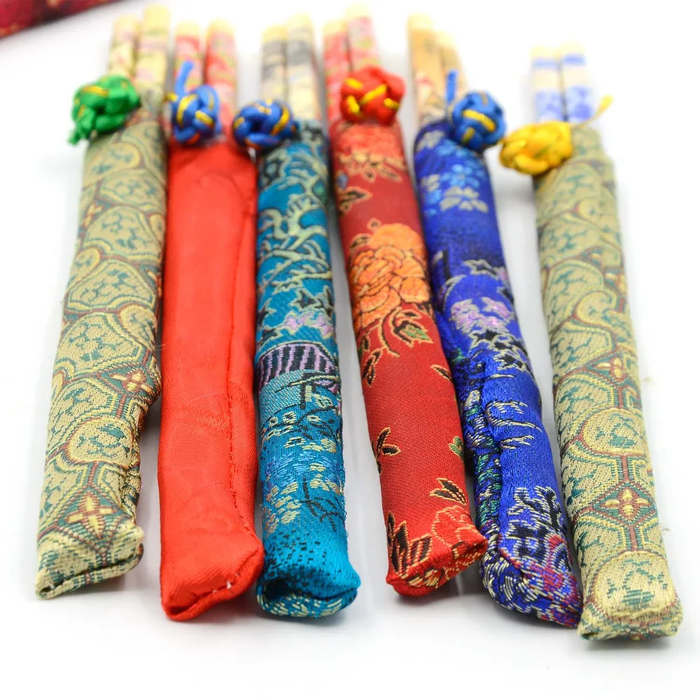 Behogar 10PCS Chopstick Cloth Cover Chinese Style Decorative Pattern Baguette Chinoise Pack Tableware Chop Cloths Gift Set