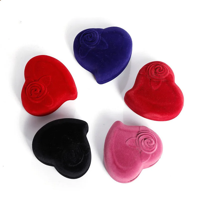 

Heart-shaped Red Rose Ring Holder Boxes Wedding Engagement Jewelry Boxes For Women Girl