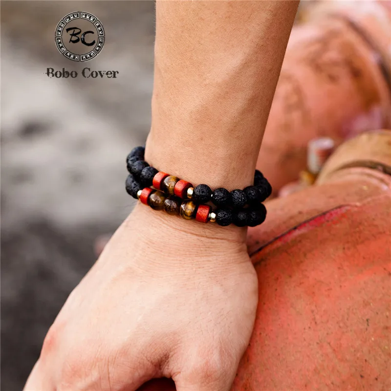 

Charm 2Pcs/Set Couples Distance Bracelets Classic homme Buddha Wooden Natural stone beads Strand Bracelet femme Jewelry Pulseira