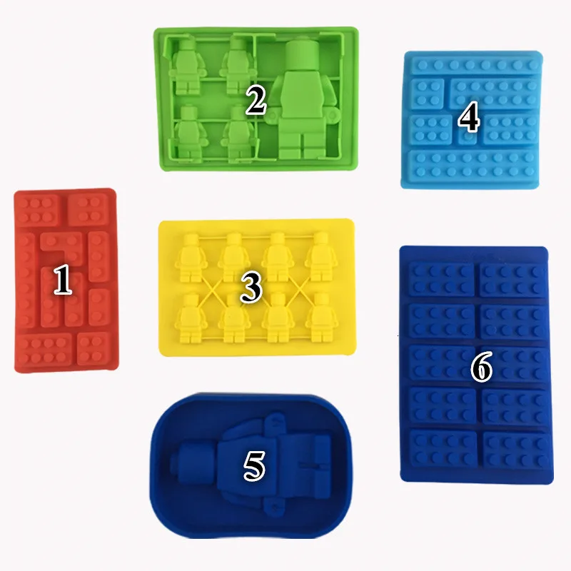 1 стук силиконовые Lego Bouwstenen робот 3D DIY пресс форм Chocolade лоток Желе Десерт брауни Gebak