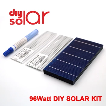 

96 Watt Kit DIY Solar Panel 78 X 156 mm Polycrystall Solar Cell 100W 3X6" 100 W Tabbing Wire Buswire Flux Pen TOY Flexible
