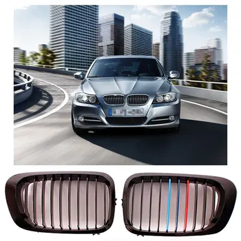 

Pair Auto Front Gloss Black M-color/Chrome Grill Kidney Grilles For BMW E46 3 Series 2 Door for Coupe Glossy 1998 1999 2000 2001