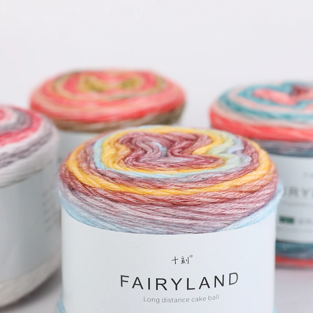 Gradient Cake Yarn Rainbow Autumn Winter Sweater Scarf Hat Hand Knitting Hook Bar Needle Medium Fine Wool Yarn 100g/Ball 4pcs