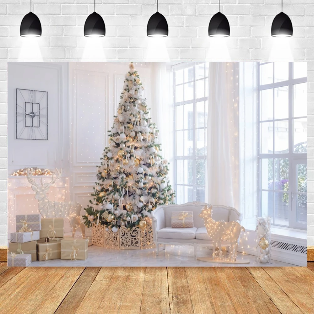 Christmas Photography Backdrop Photocall Window Glitter Tree Portrait 