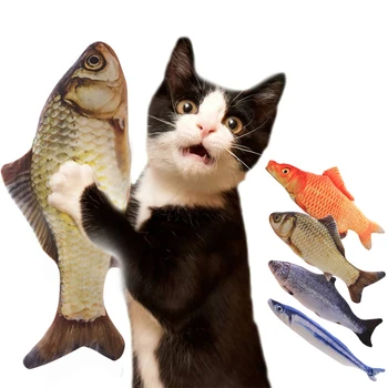 

3D Creative Plush Fish-Shaped Cat Pet Dog Toy Cat Toy Catnip Kitten Toy Gift Filled Pillow Pet Supplies 30 Cm High Quality