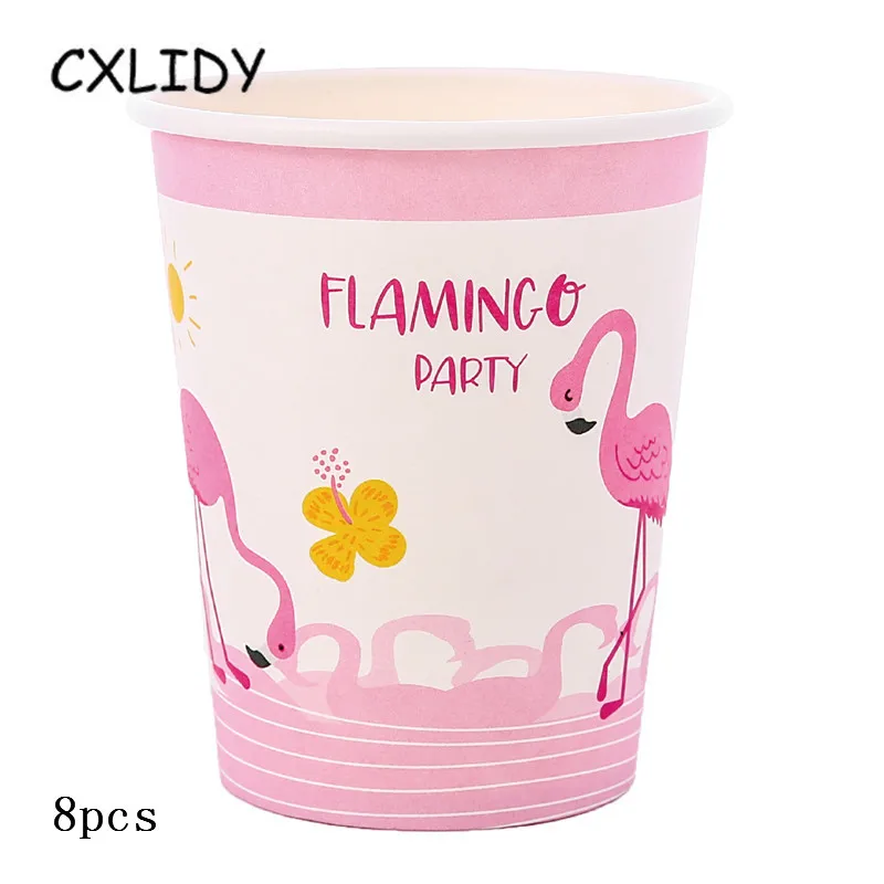 Flamingo Festival Party Set Children's Birthday Decoration Cutlery Set Paper Tray Straw Cup Candy Box Invitation Card qq173 (12)