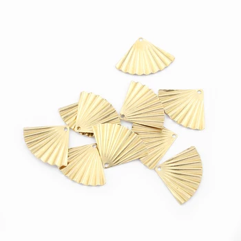 

50pcs Charms Shell Pattern Sector Pendant Waved Crafts Jewelry Raw Brass DIY Earring Bracelet Women Jewelry Making Findings