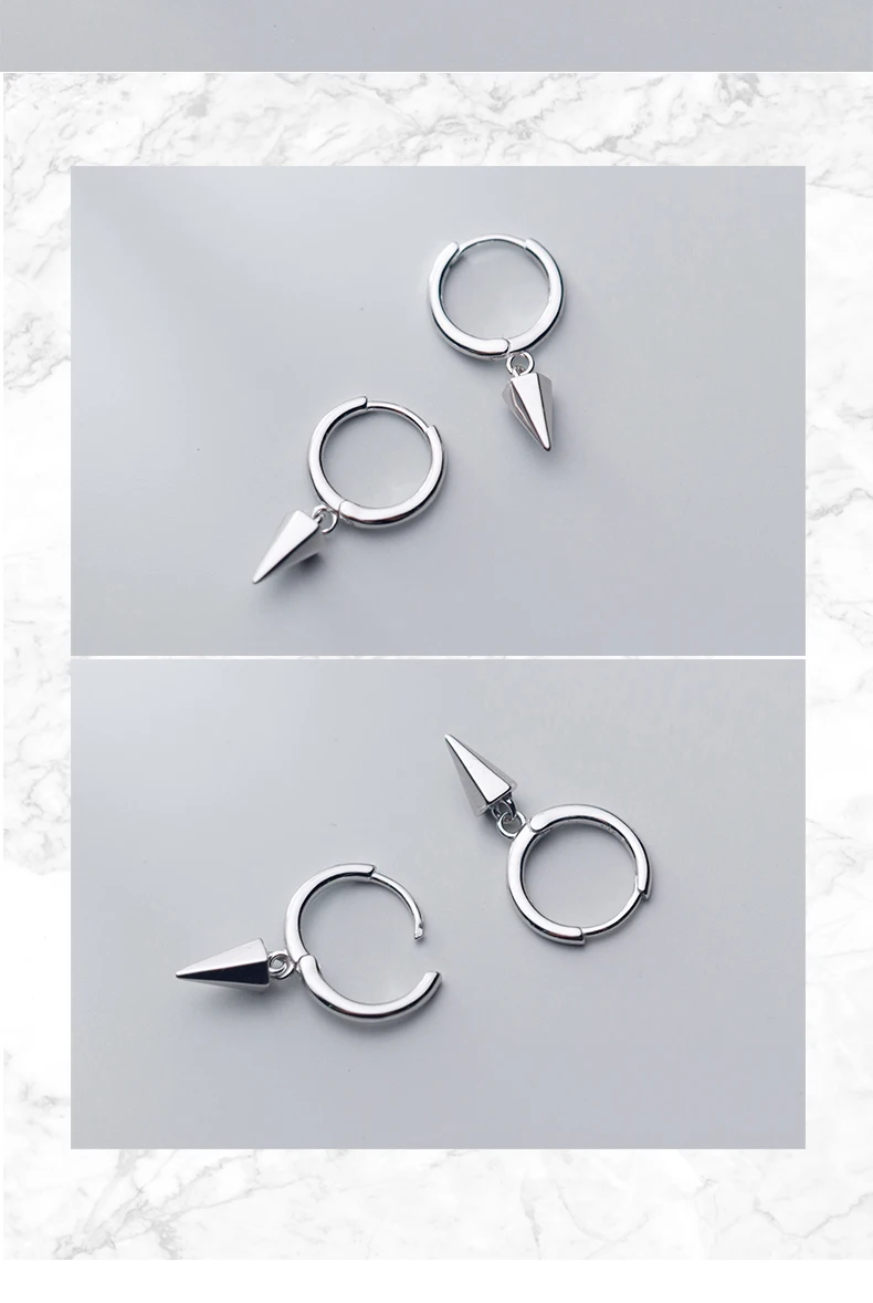 MloveAcc подлинные 925 пробы серебряные серьги с геометрическим конусом, серьги-кольца Huggie, хорошее ювелирное изделие для женщин